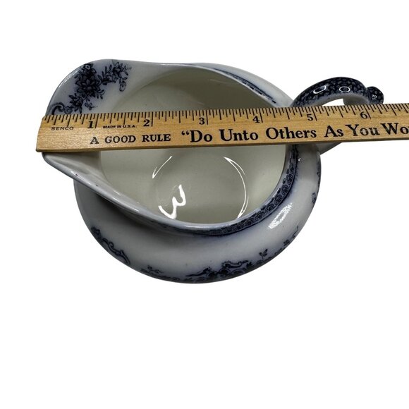 Antique Marlborough England Flow Blue Gravy Boat Porcelain  John Maddock & Sons - Picture 6 of 14